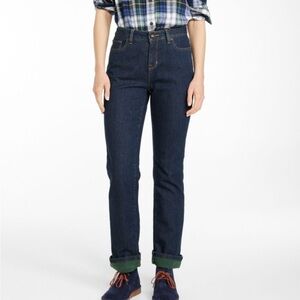 L.L. Bean Women's True Shape Jeans, High-Rise Straight-Leg Fleece-Lined Black